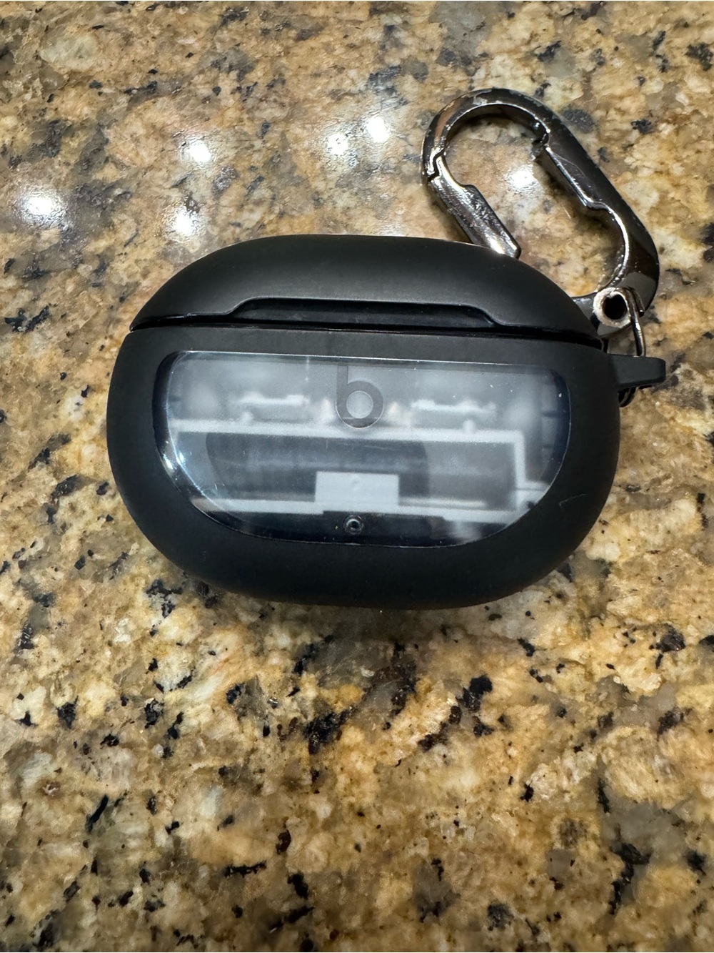Beats by Dre Black Earbud Charging Case with Clear Window and Clip